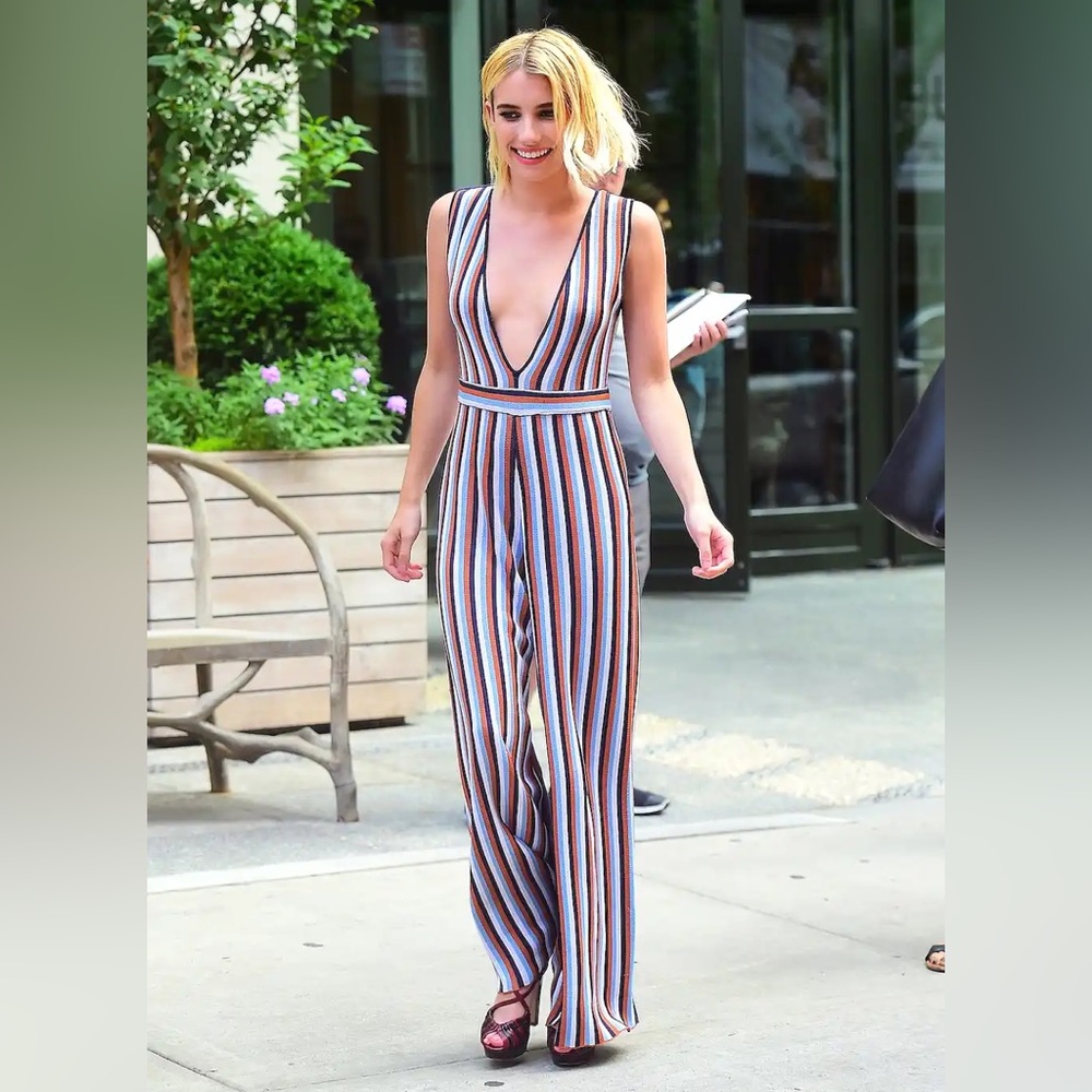 PH5 striped low cut jumpsuit as seen on Emma Roberts NWT, size small
